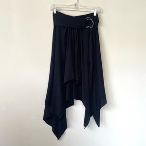 Black Belted Handkerchief Gypsy Midi Boutique Skirt Size Small NWT